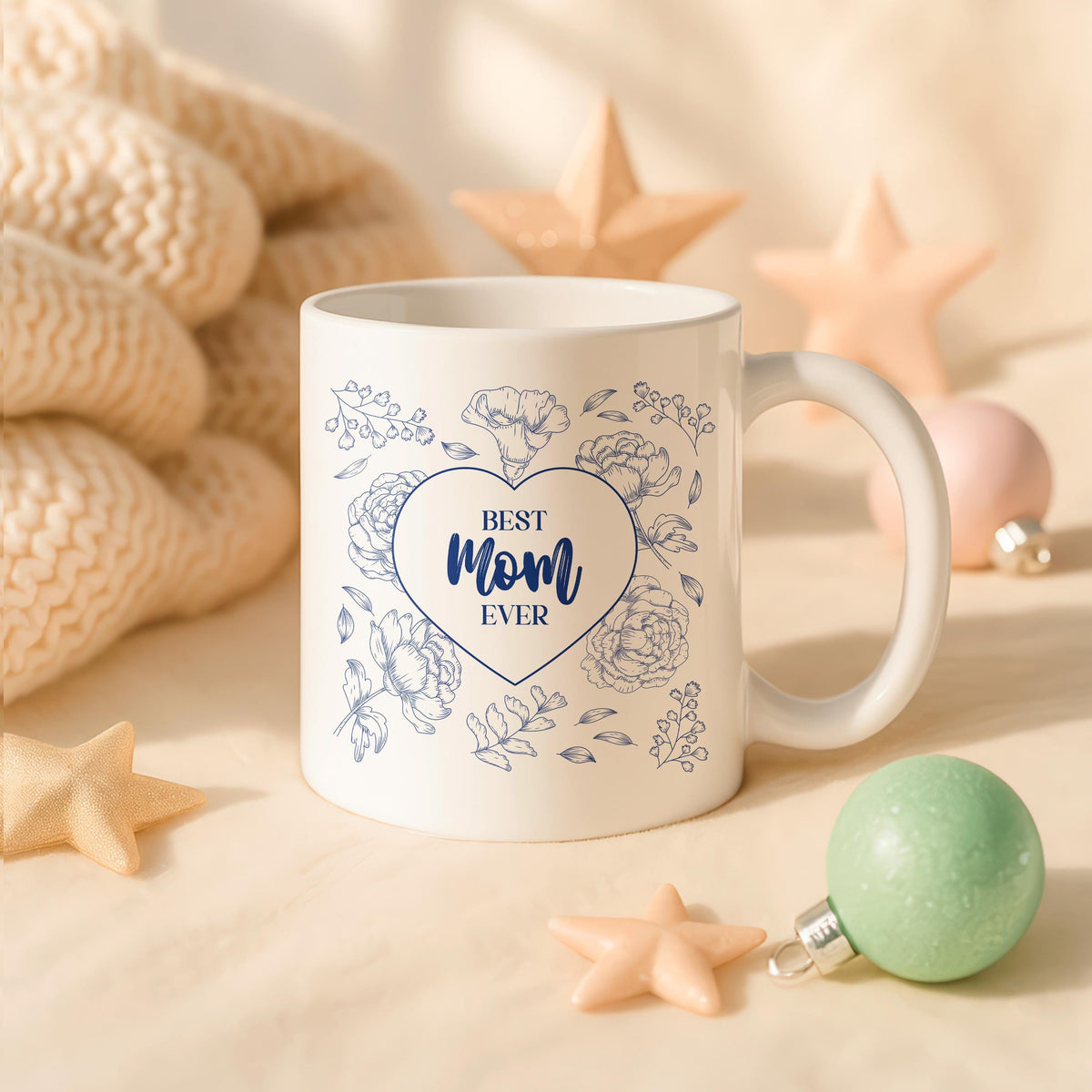 Best Mom Ever Floral Heart Ceramic Mug
