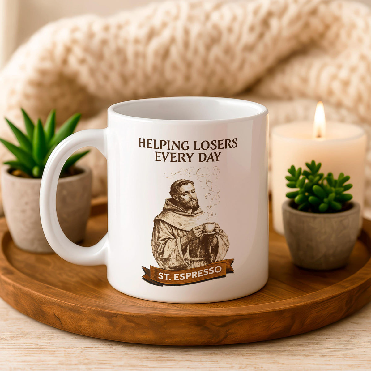 St. Espresso Ceramic Mug, Helping Losers Every Day Coffee Cup, Sarcastic Humor Gift