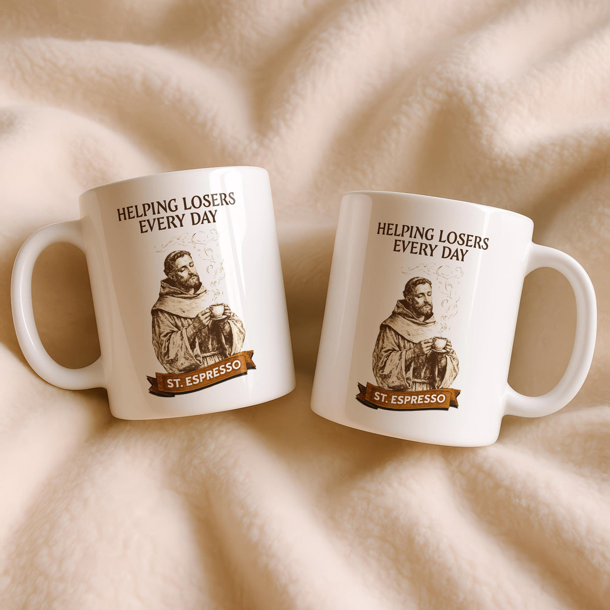 St. Espresso Ceramic Mug, Helping Losers Every Day Coffee Cup, Sarcastic Humor Gift
