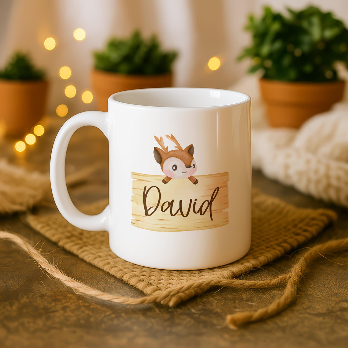 Custom Name Christmas Mug, Santa Character Coffee Cup, Personalized Ceramic Gift
