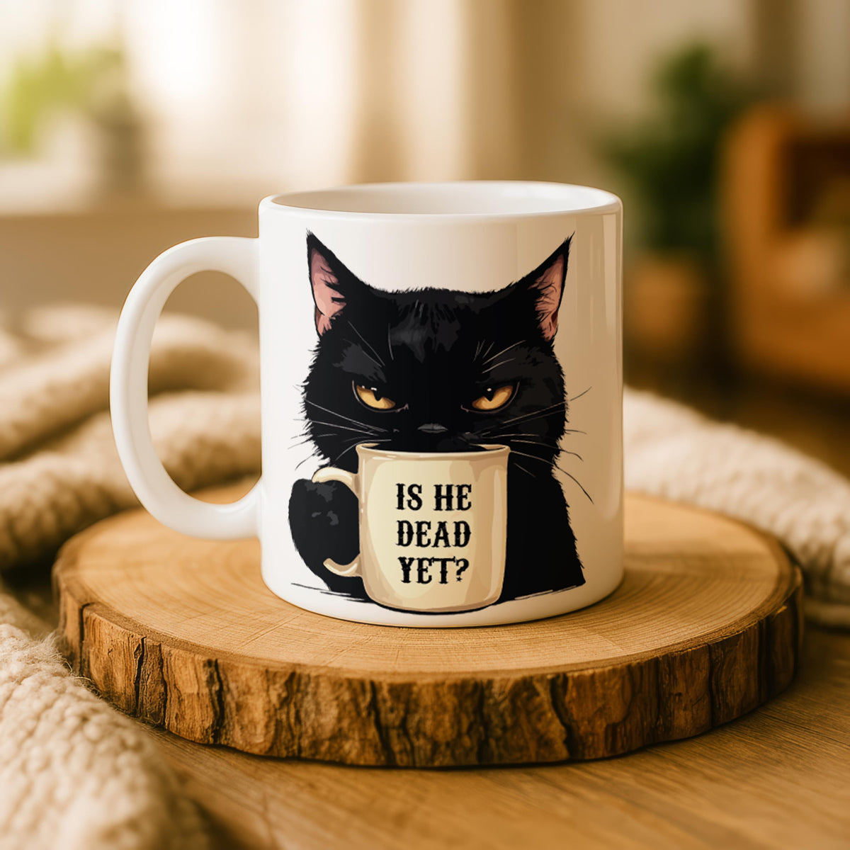 Black Cat Mug, Sarcastic Coffee Mug, Gothic Cat Lover Gift, Ceramic Pet Owner Cup
