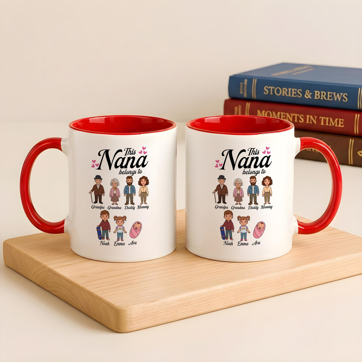 Personalized This Nana Belongs To Mug, Custom Family Illustration Cup, Family Characters Grandmother Gift