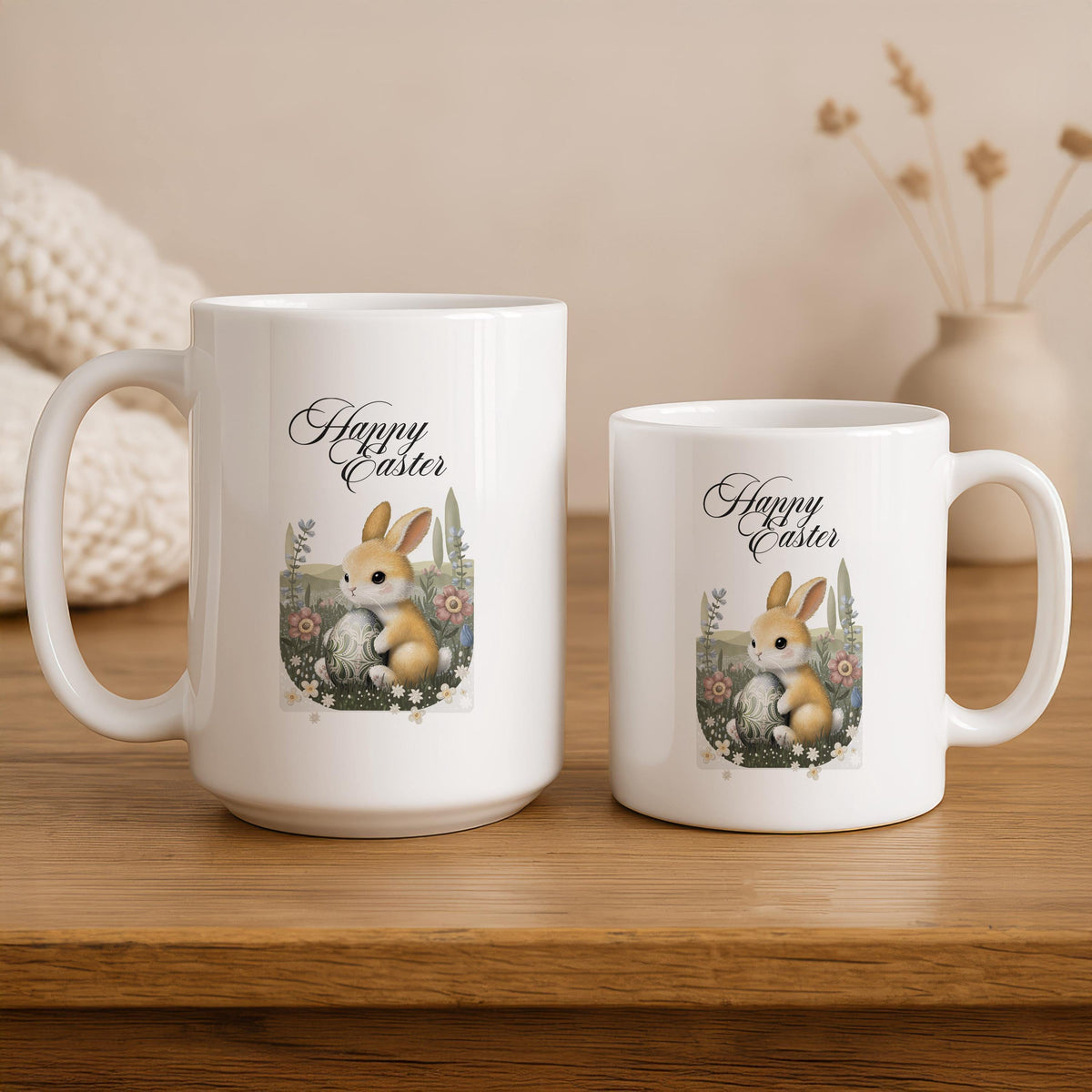 Easter Bunny Ceramic Mug, Spring Rabbit Coffee Cup, Easter Basket Stuffer
