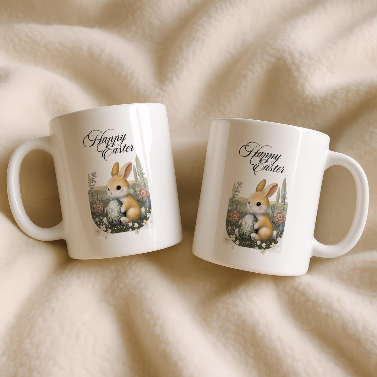 Easter Bunny Ceramic Mug, Spring Rabbit Coffee Cup, Easter Basket Stuffer