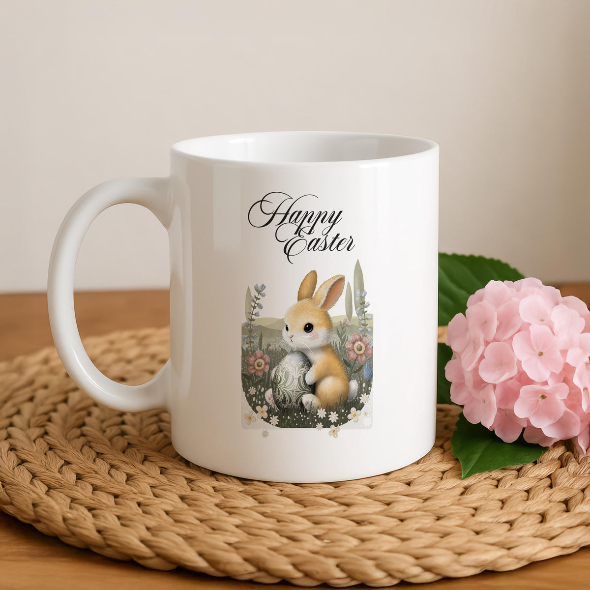 Easter Bunny Ceramic Mug, Spring Rabbit Coffee Cup, Easter Basket Stuffer