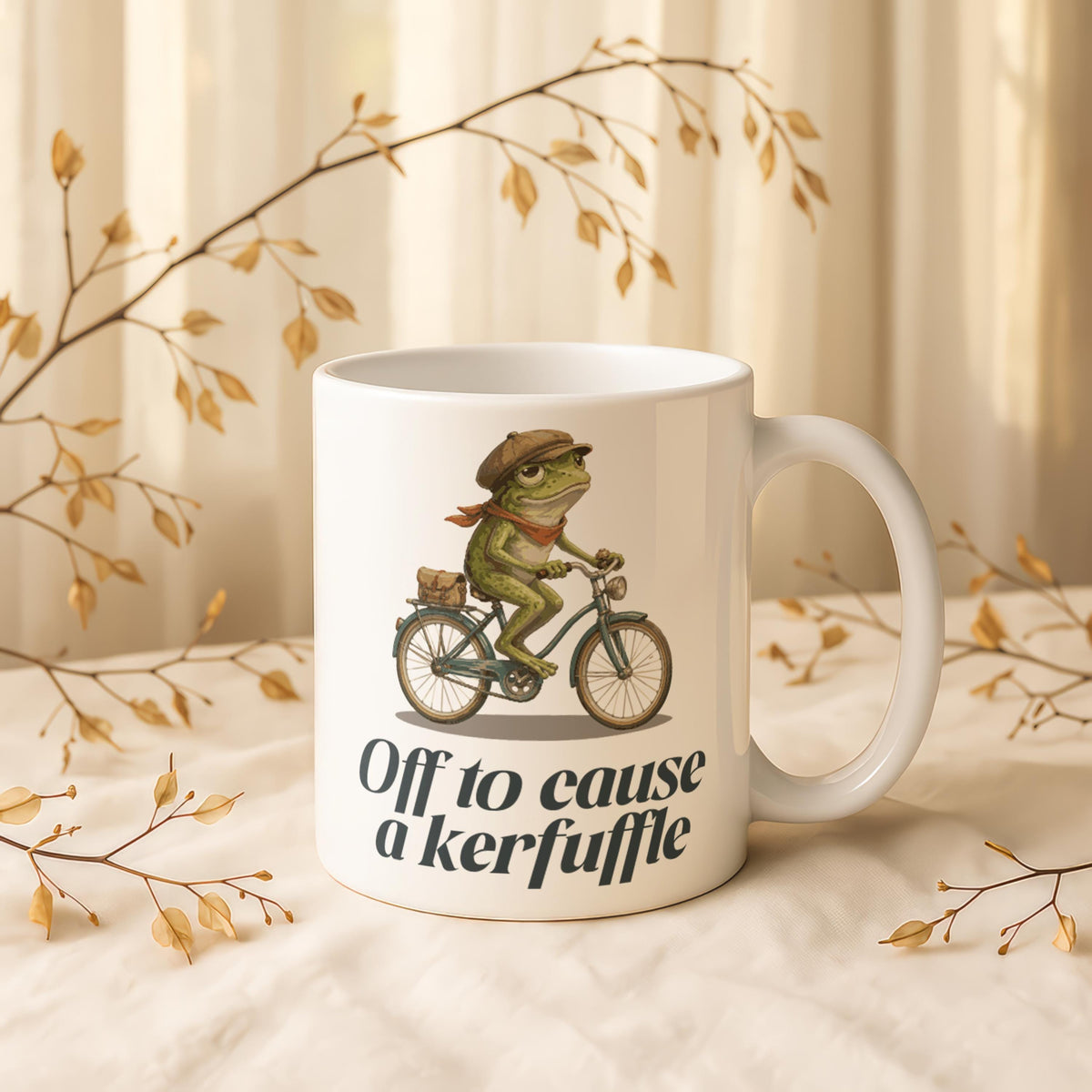 Frog Coffee Mug, Whimsical Animal Ceramic Cup, Funny Gift