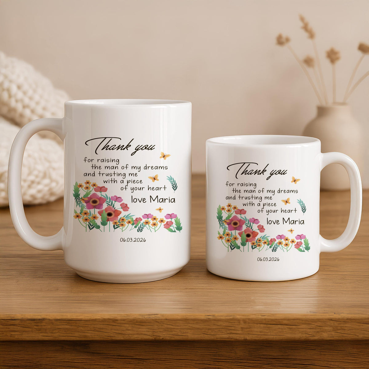 Thank You Mug for Mother in Law, Personalized Coffee Cup, Wedding Gift
