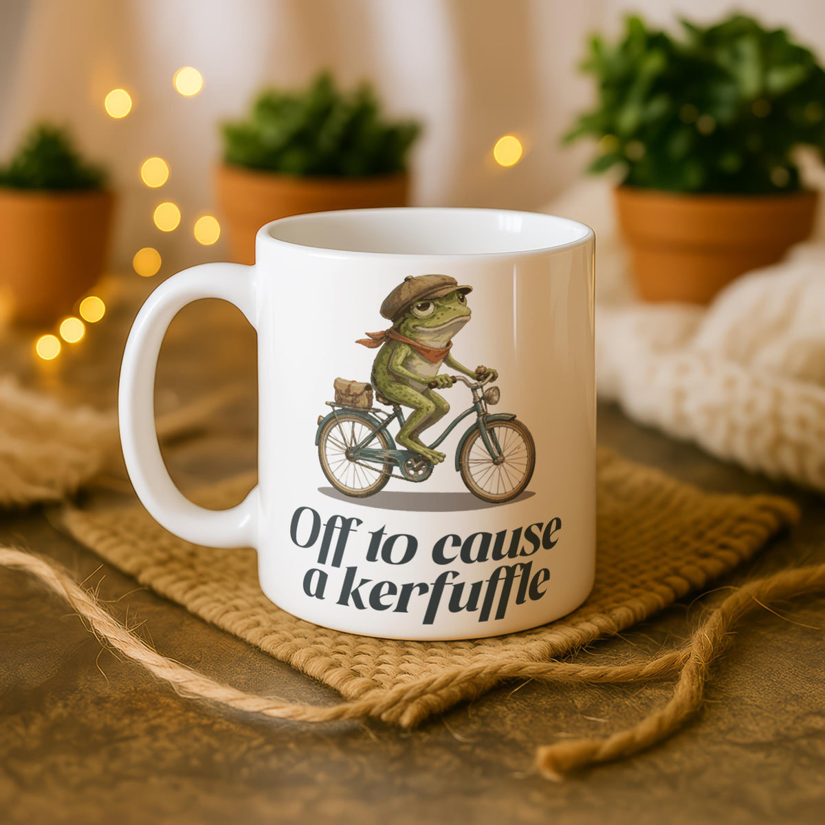 Frog Coffee Mug, Whimsical Animal Ceramic Cup, Funny Gift