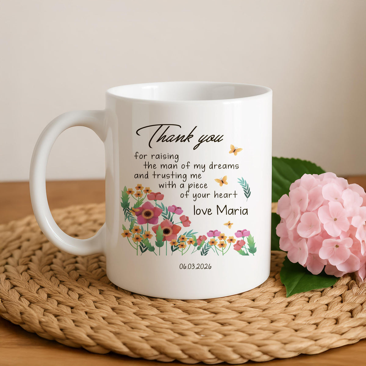 Thank You Mug for Mother in Law, Personalized Coffee Cup, Wedding Gift