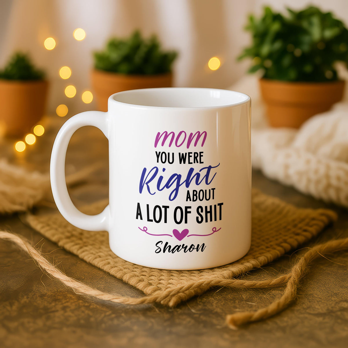 Funny Mom Mug, Custom Name Coffee Cup, Ceramic Gift for Daughter or Son