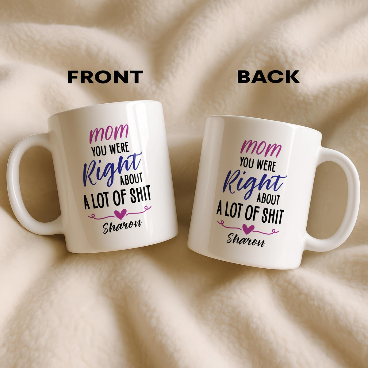 Funny Mom Mug, Custom Name Coffee Cup, Ceramic Gift for Daughter or Son