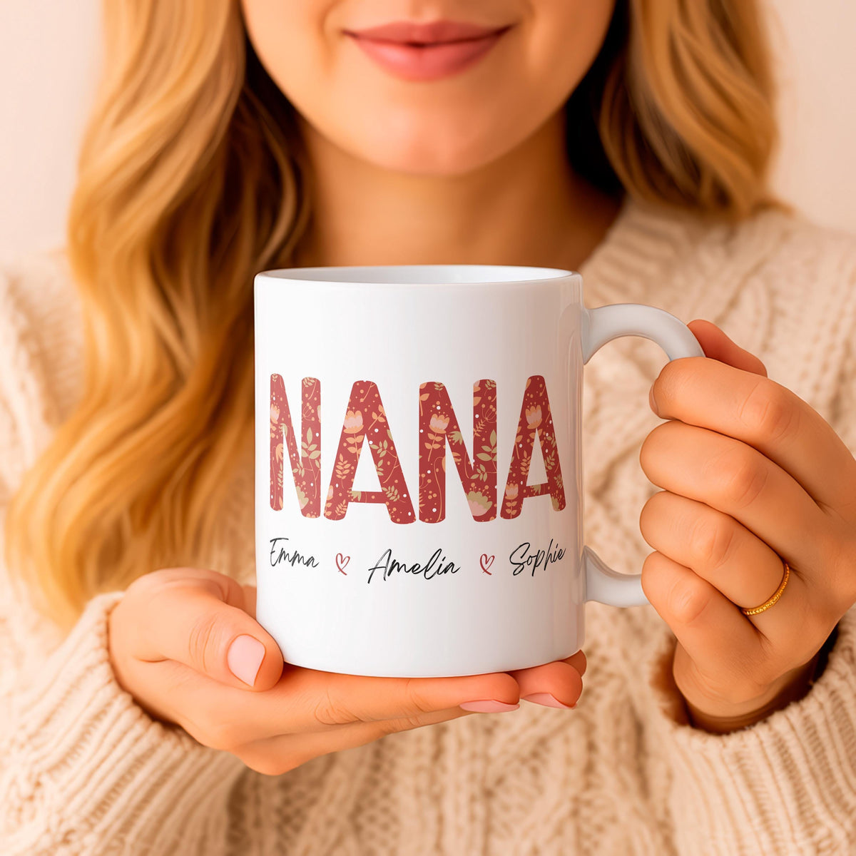 Personalized Nana Mug, Custom Grandkids Names Coffee Cup, Grandma Gift