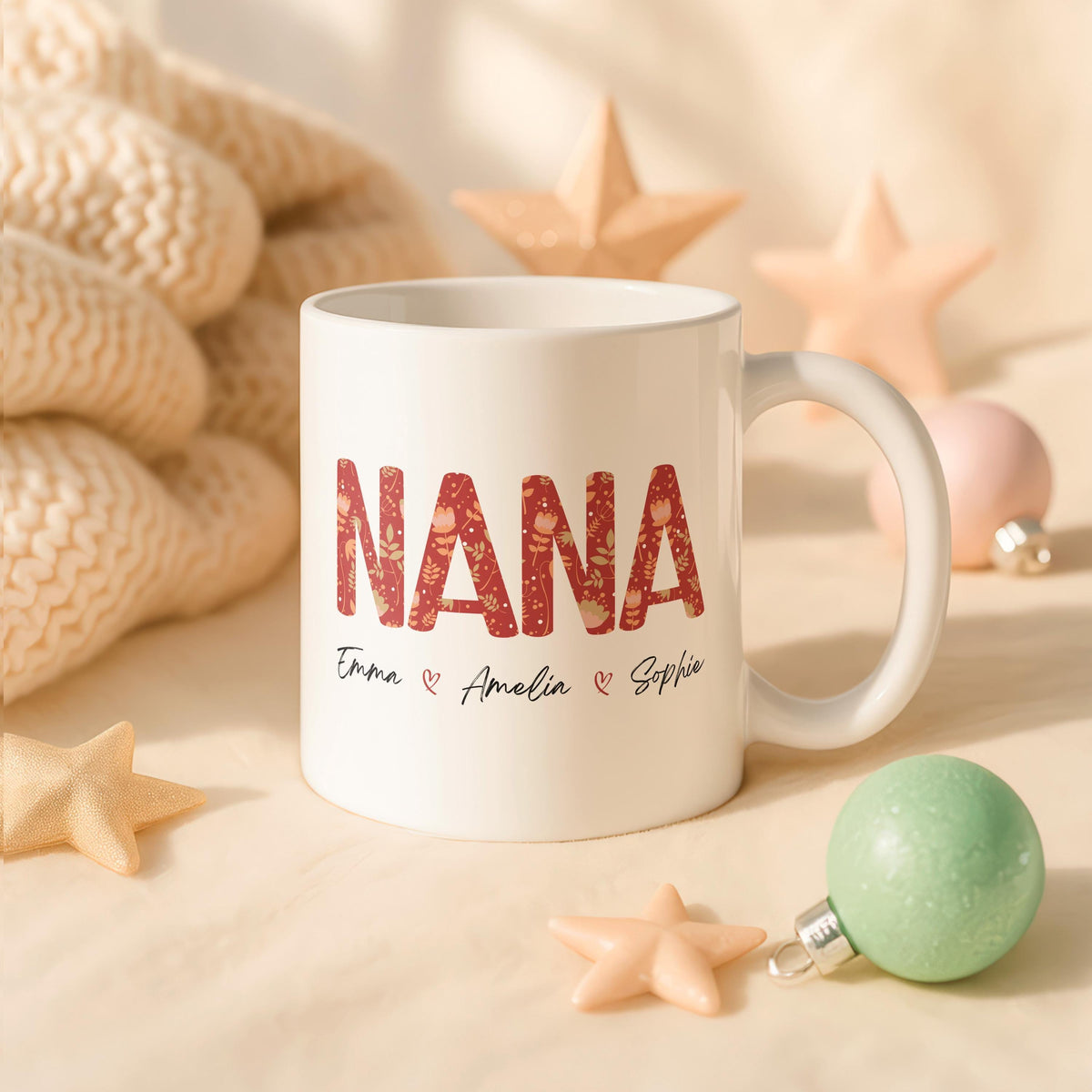 Personalized Nana Mug, Custom Grandkids Names Coffee Cup, Grandma Gift