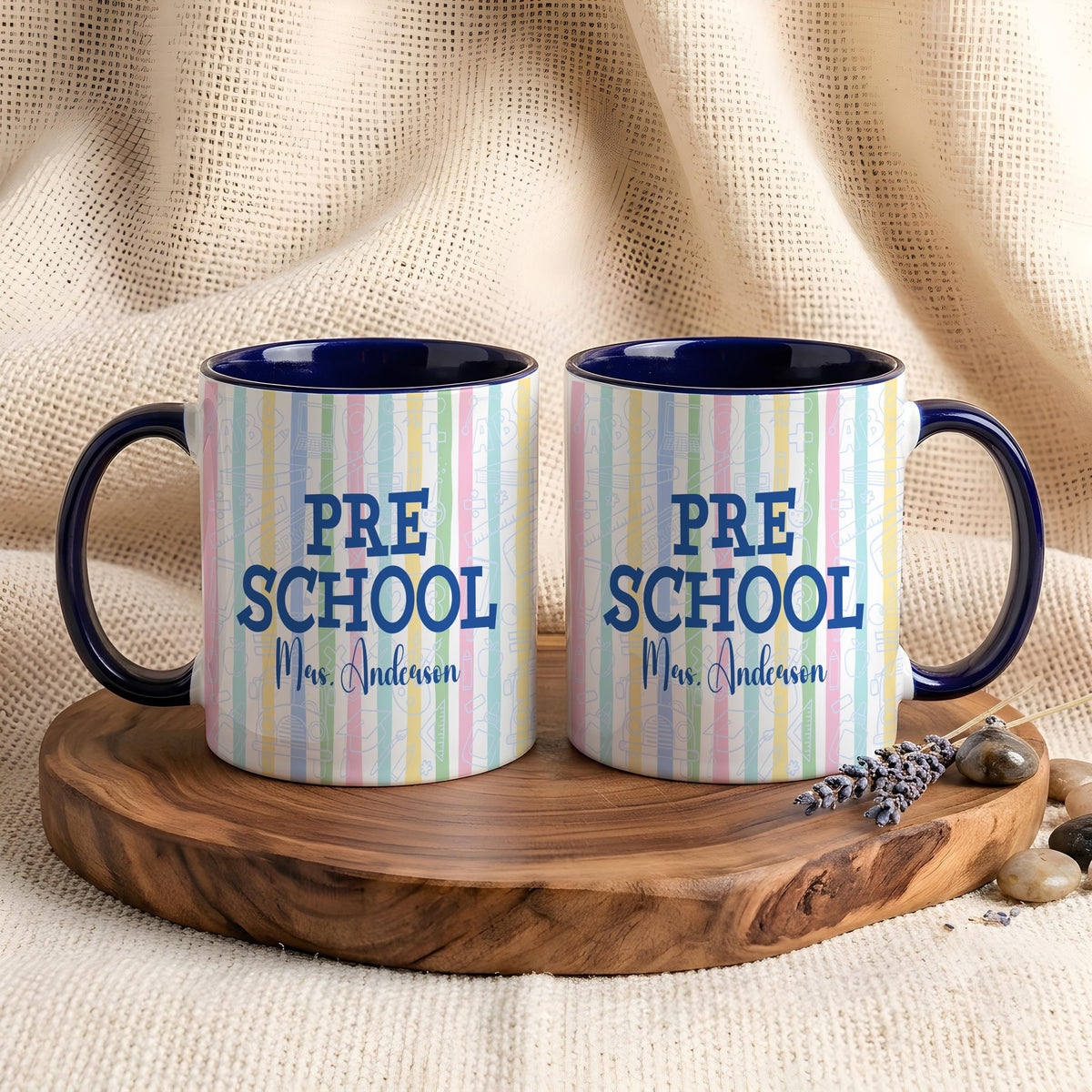 Personalized Teacher Mug, Custom Name Grade Level Coffee Cup, Colorful School Appreciation Gift