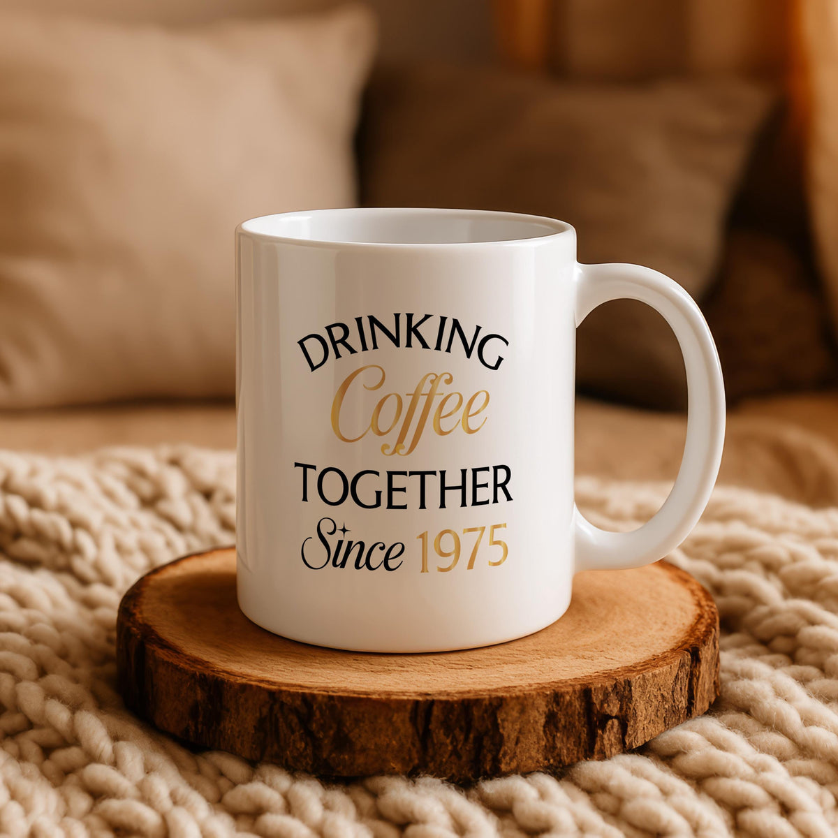 Personalized 50th Anniversary Ceramic Mug, Custom Couple Names, Floral Design