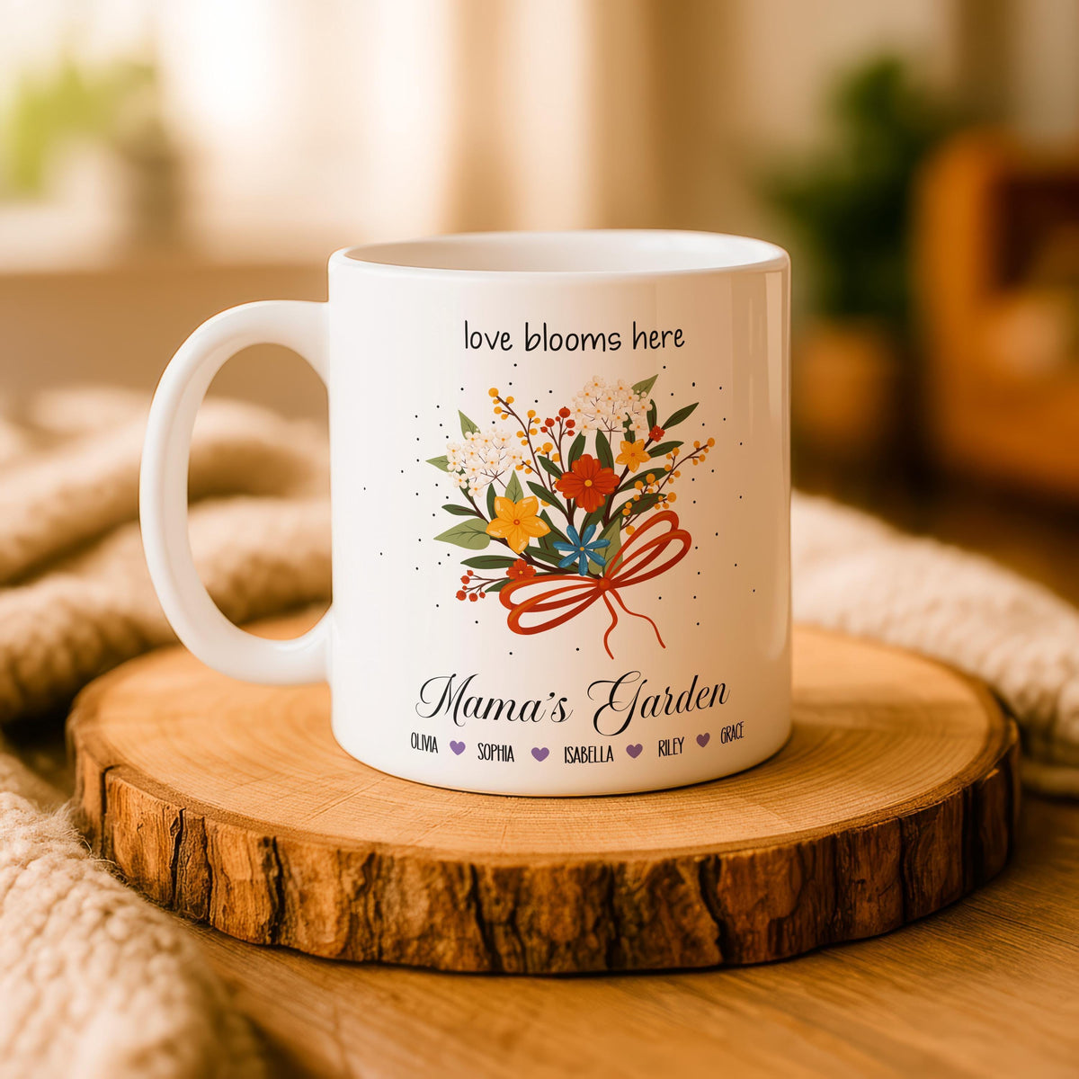 Personalized Mama's Garden Mug, Custom Floral Coffee Cup, Mother's Day Gift