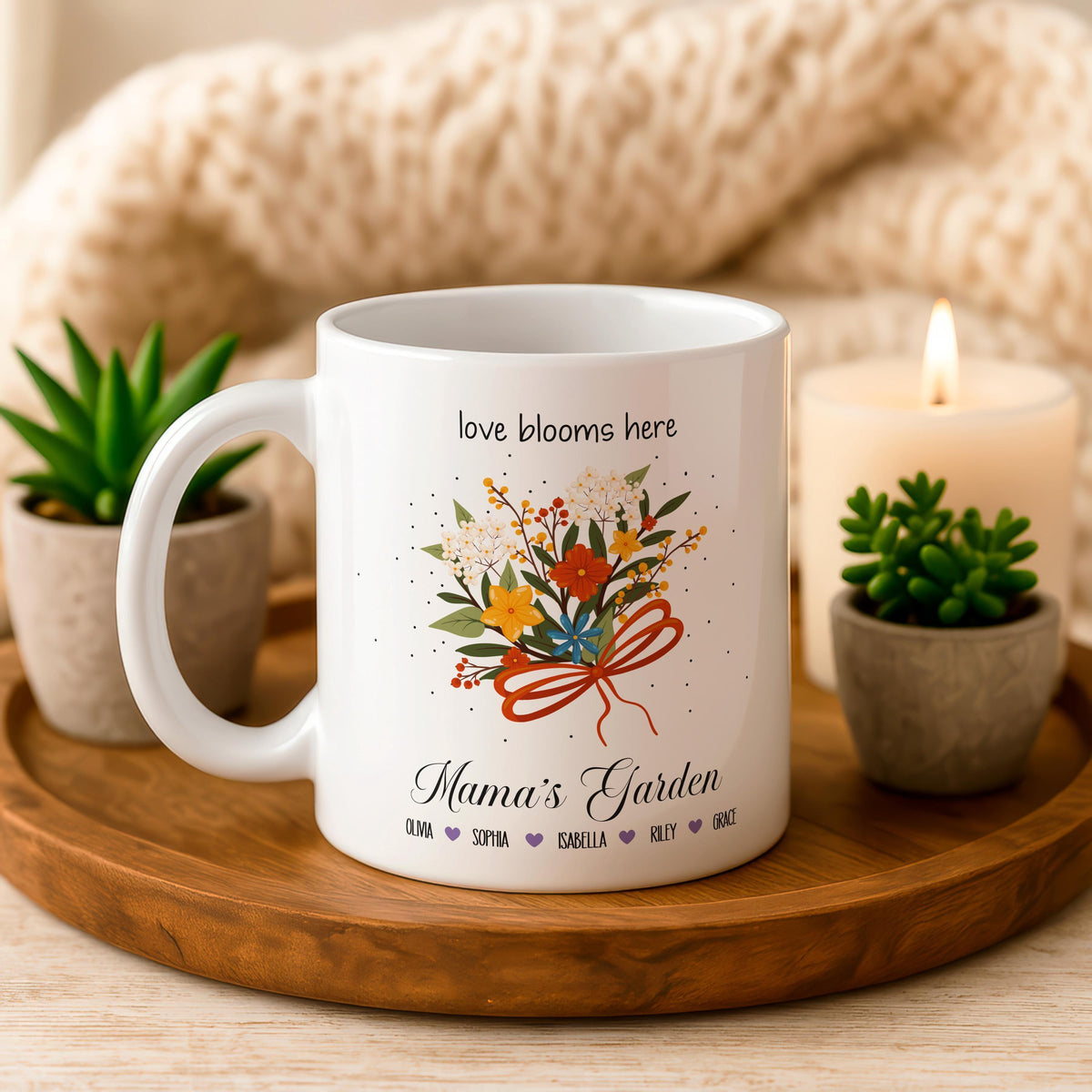 Personalized Mama's Garden Mug, Custom Floral Coffee Cup, Mother's Day Gift