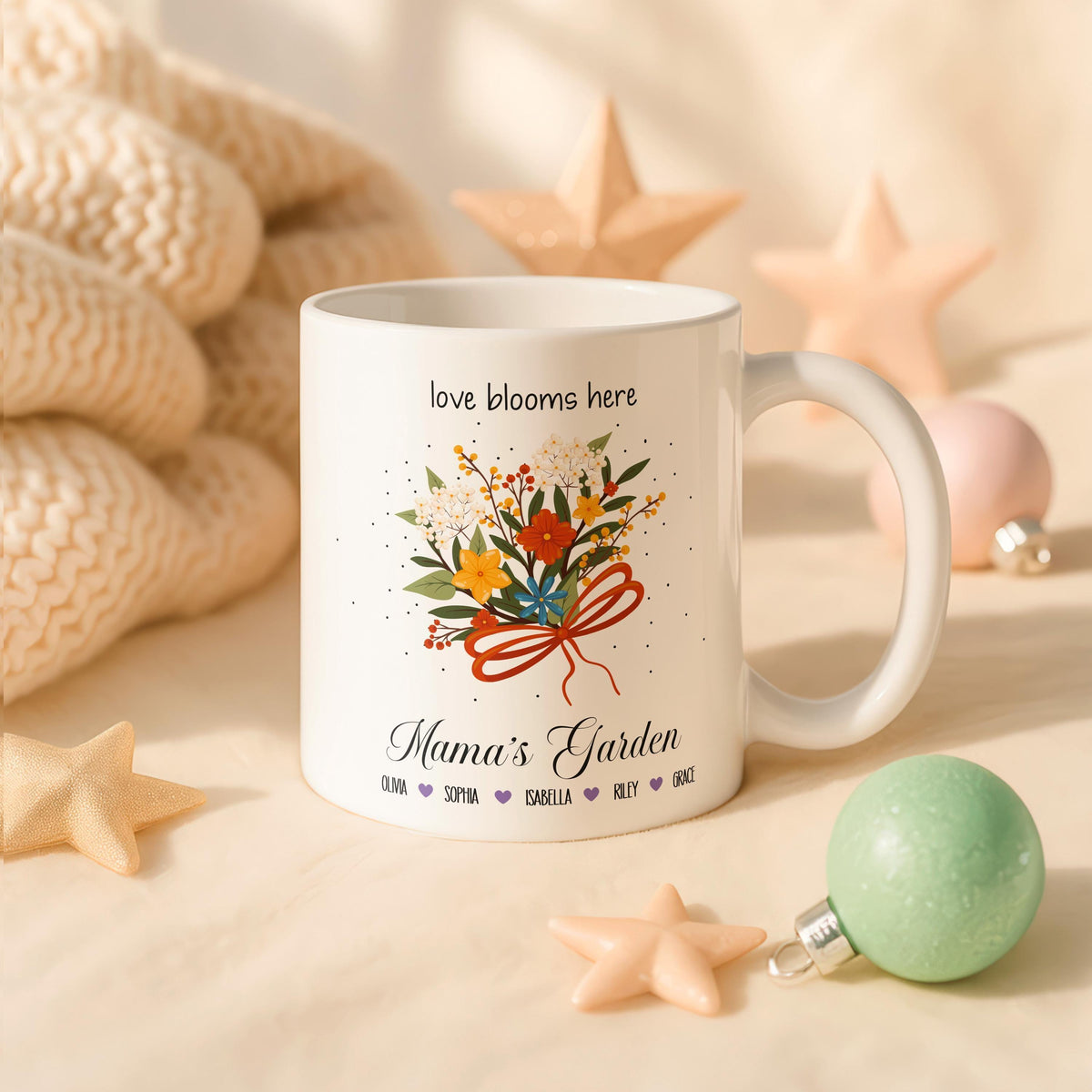 Personalized Mama's Garden Mug, Custom Floral Coffee Cup, Mother's Day Gift