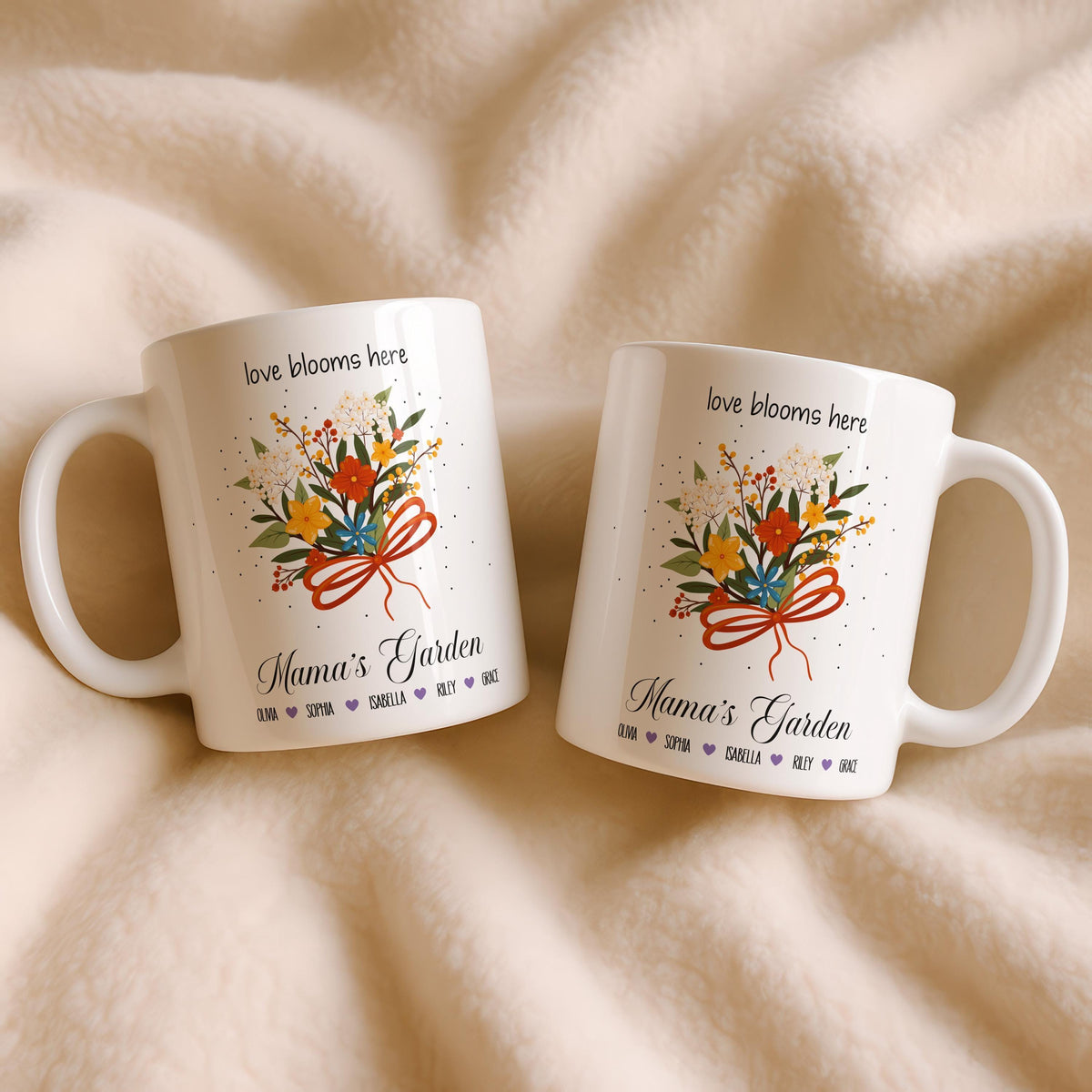 Personalized Mama's Garden Mug, Custom Floral Coffee Cup, Mother's Day Gift