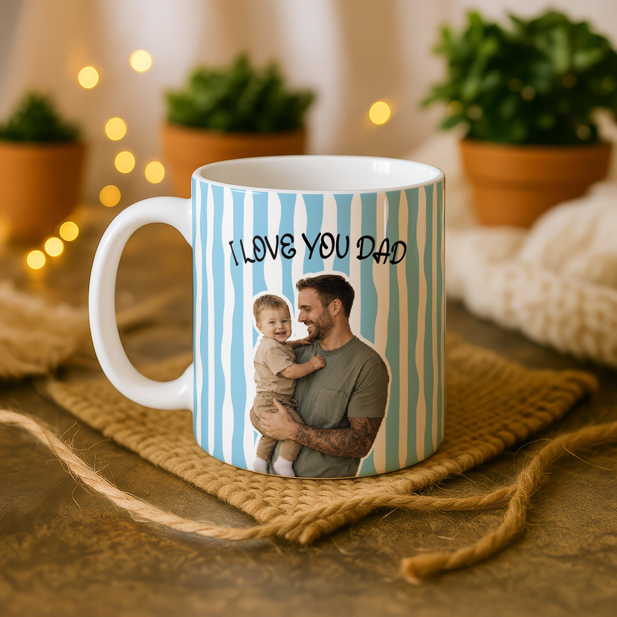 Personalized Dad Photo Mug, Custom I Love You Coffee Cup, Family Keepsake Gift