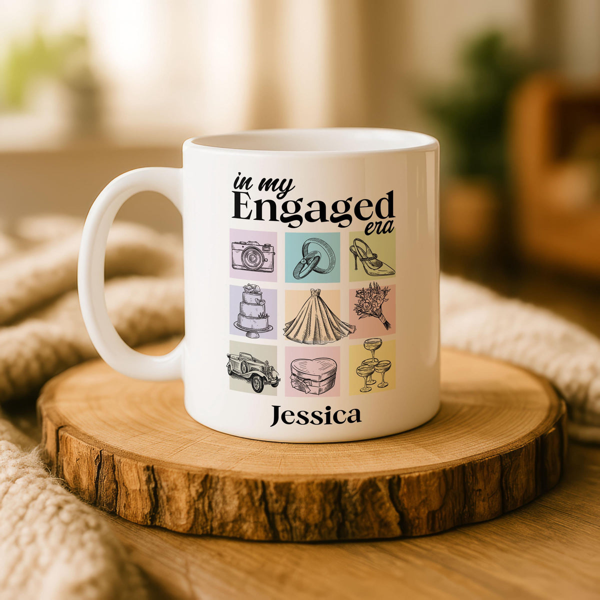 Custom Engaged Era Mug, Personalized Bride Coffee Cup, Bridal Shower Gift