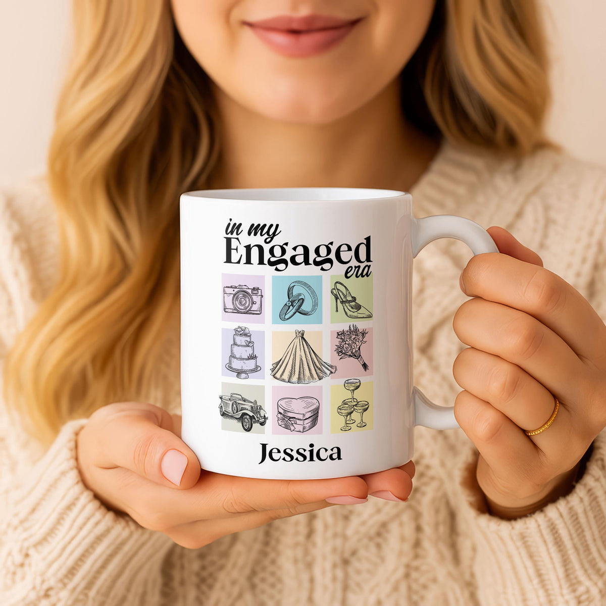 Custom Engaged Era Mug, Personalized Bride Coffee Cup, Bridal Shower Gift