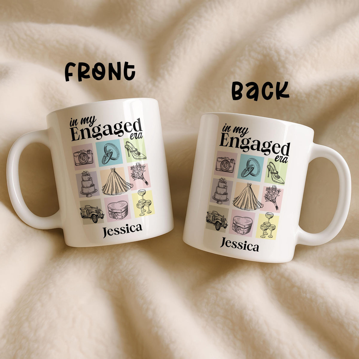 Custom Engaged Era Mug, Personalized Bride Coffee Cup, Bridal Shower Gift