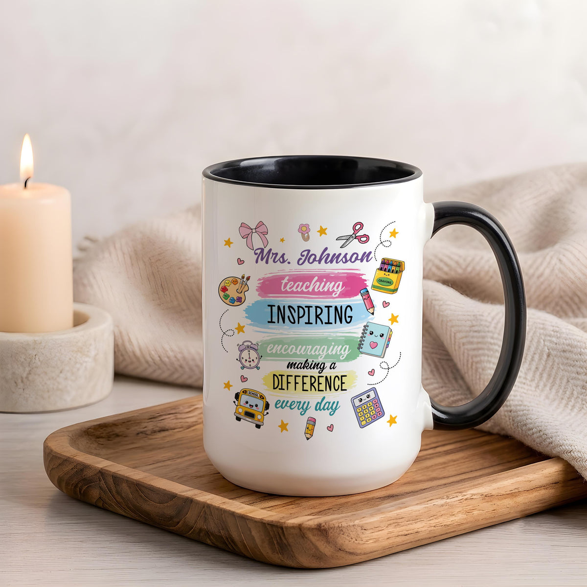 Personalized Teacher Mug, Custom Name Coffee Cup, Inspiring Gift