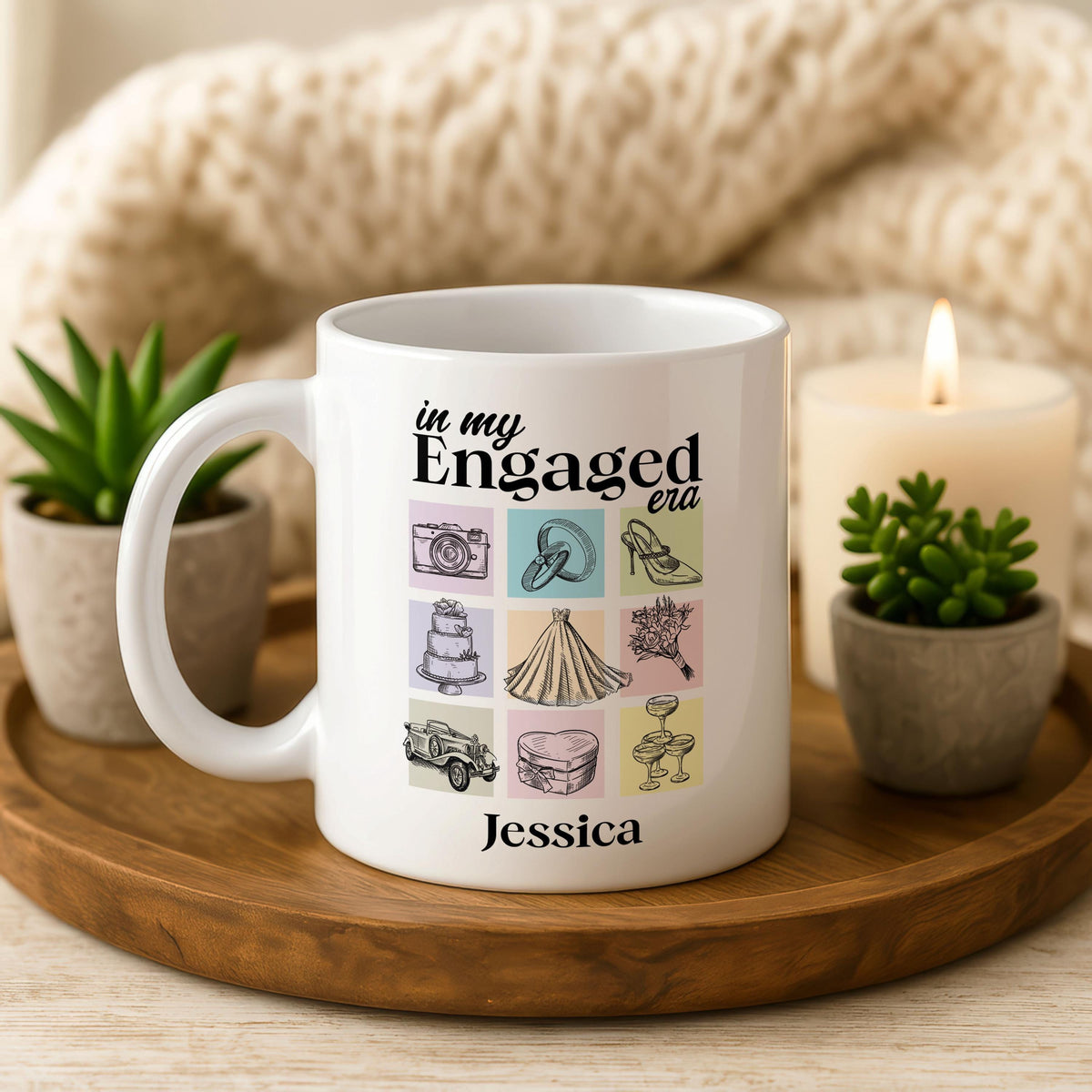 Custom Engaged Era Mug, Personalized Bride Coffee Cup, Bridal Shower Gift