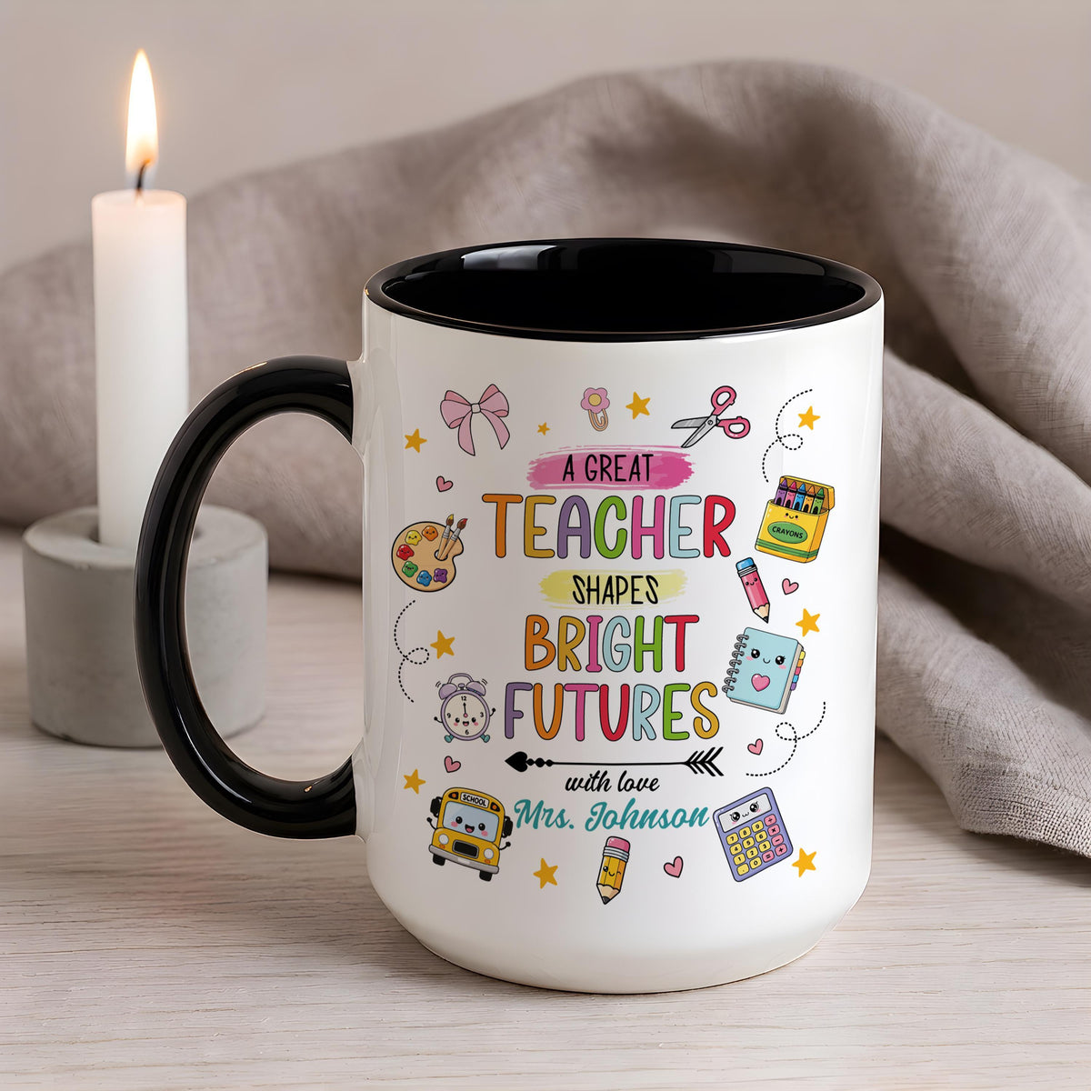 Personalized Teacher Mug, Custom Name Coffee Cup, Inspiring Gift