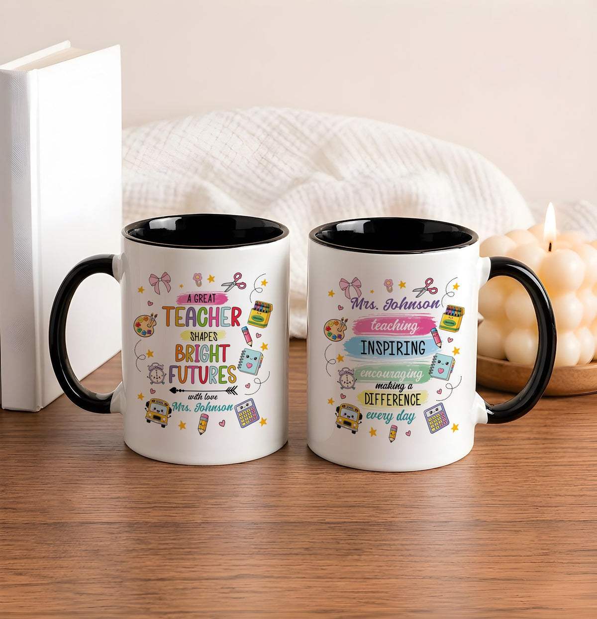 Personalized Teacher Mug, Custom Name Coffee Cup, Inspiring Gift