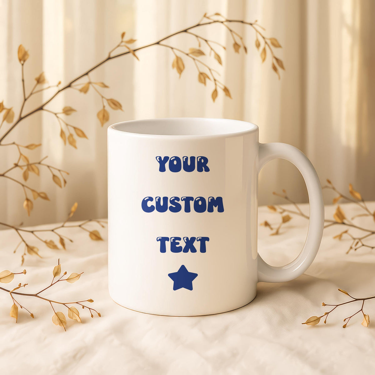 Custom Text Ceramic Mug, Personalized Coffee Cup, 11oz or 15oz (Sublimation)