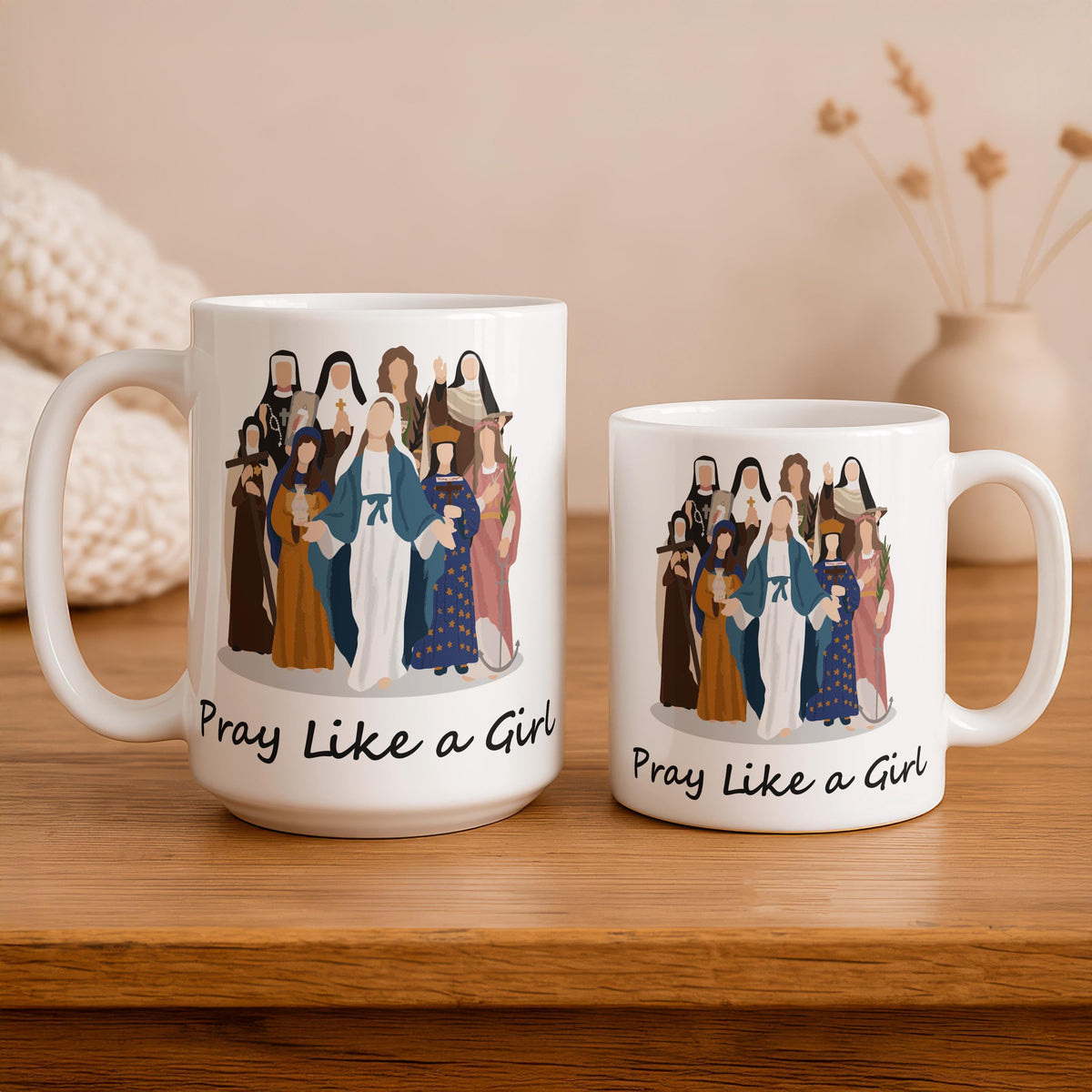 Pray Like a Girl Ceramic Mug, Christian Coffee Cup, Inspirational Religious Tea Mug