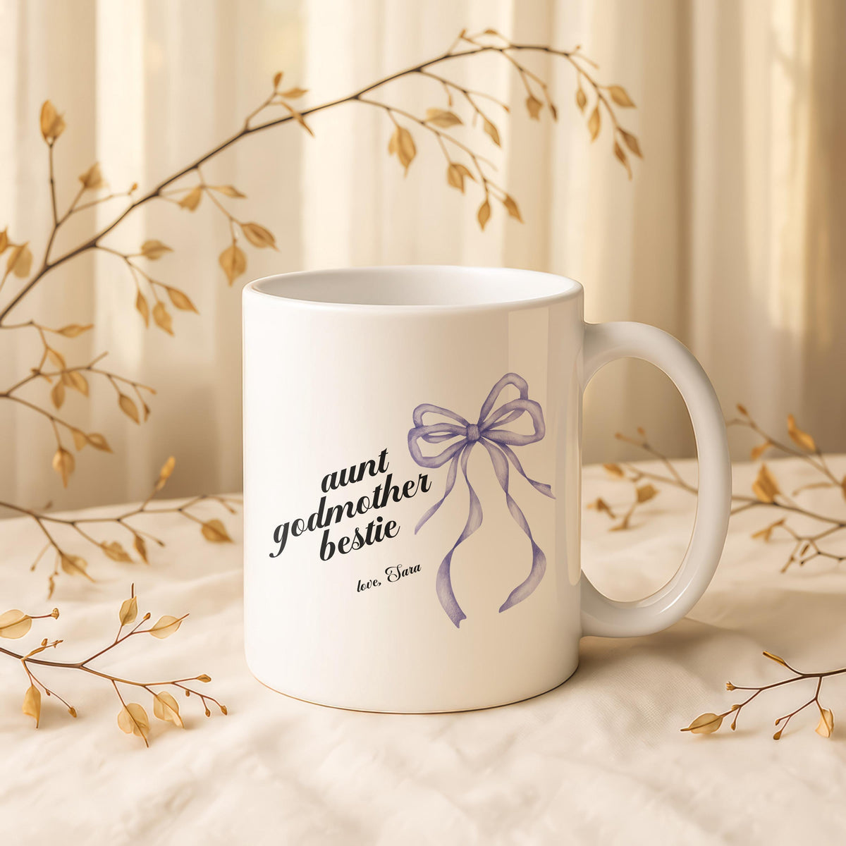 Personalized Godmother Coffee Mug, Aunt Bestie Ceramic Cup, Gift from Godchild