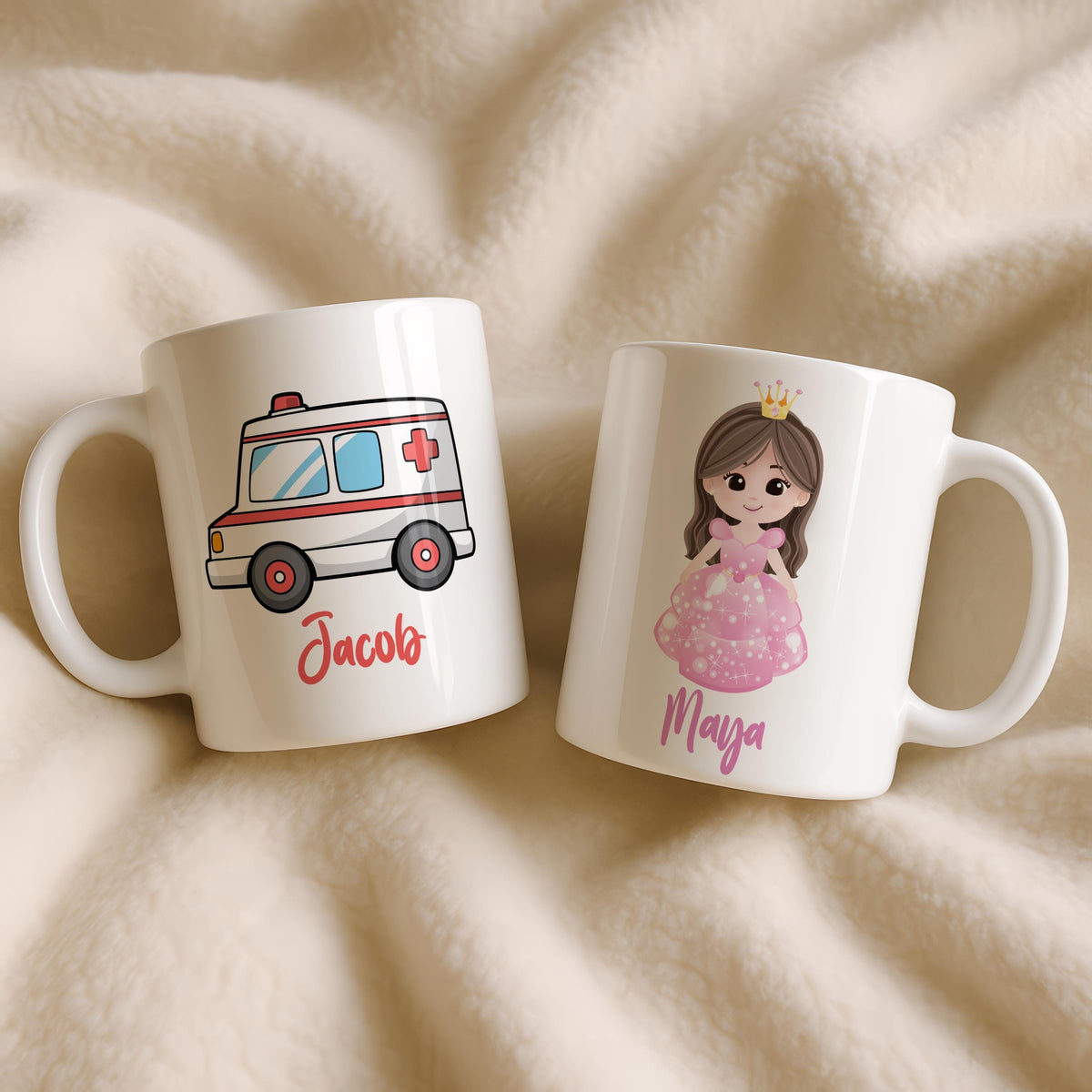 Personalized Ceramic Kids Mug, Custom Name Hot Chocolate Tea Cup