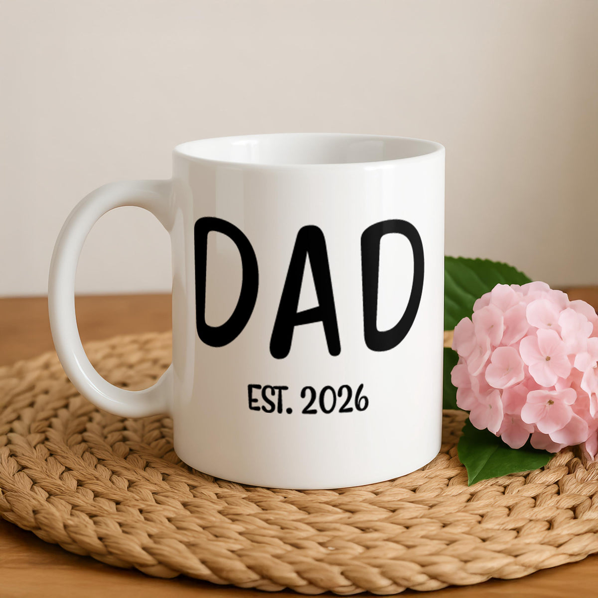 Personalized Dad Est Year Coffee Mug, Custom New Father Ceramic Cup