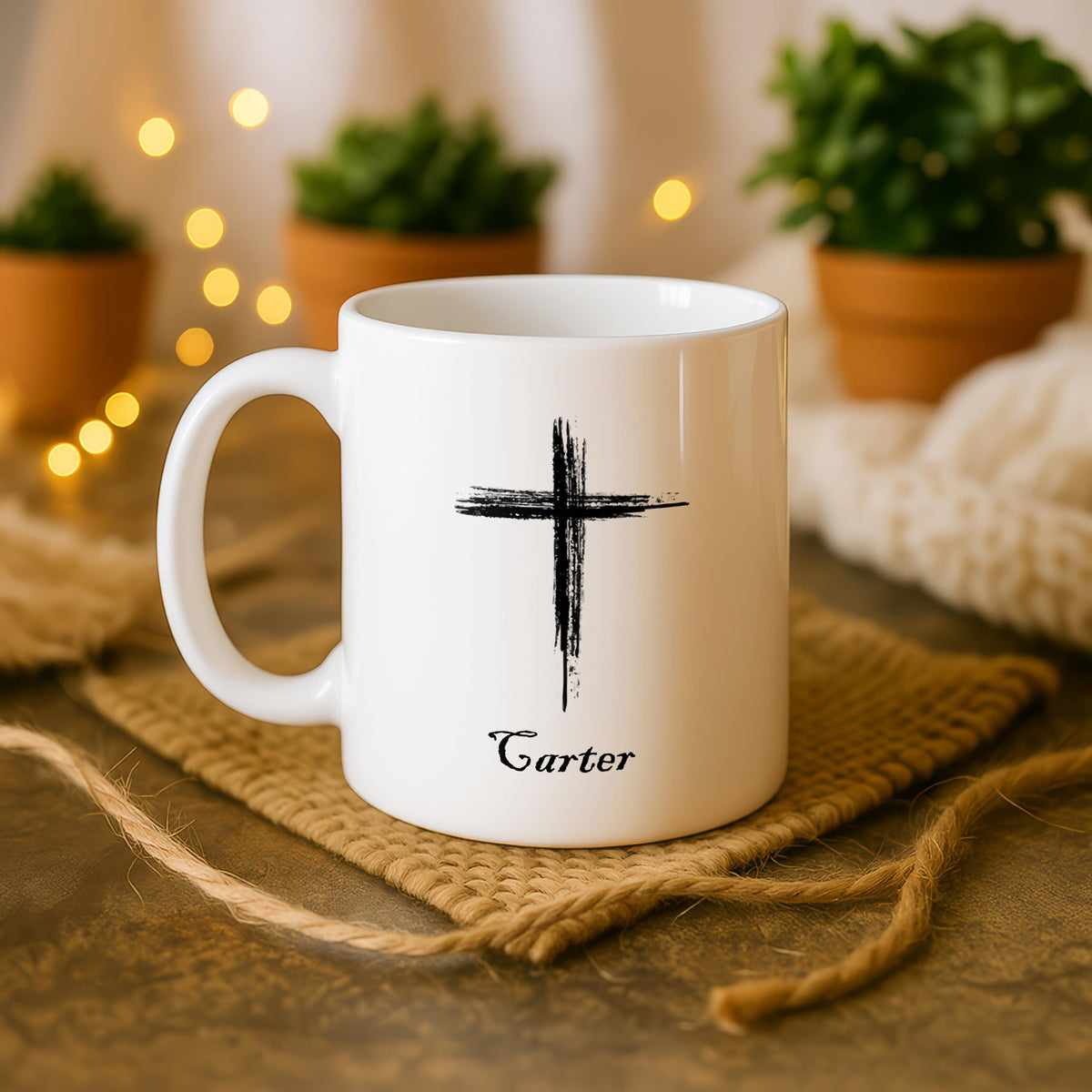 Personalized Christian Coffee Mug, Faith Cup, Custom Name Ceramic Tea Mug