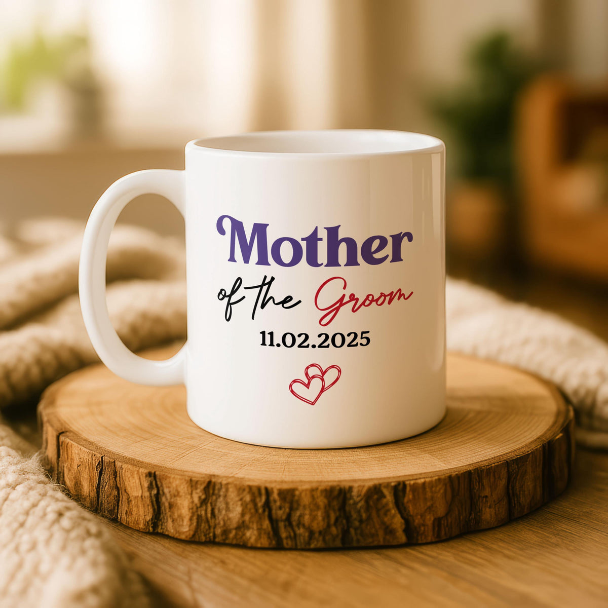 Custom Mother of the Bride Ceramic Mug, Personalized Wedding Coffee Cup
