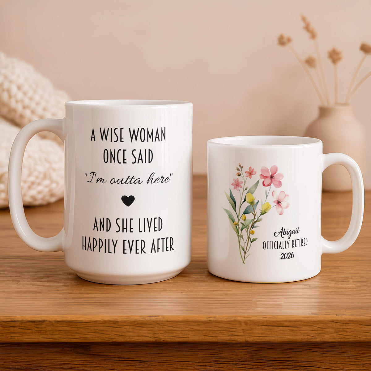 Personalized Retirement Mug, Custom Ceramic Coffee Cup, Coworker Farewell Gift