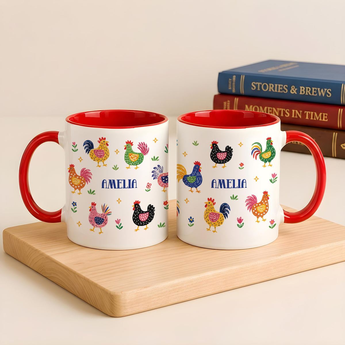 Personalized Chicken Mug, Custom Name Farm Girl Coffee Cup, Country Style Chicken Farmer Gifts