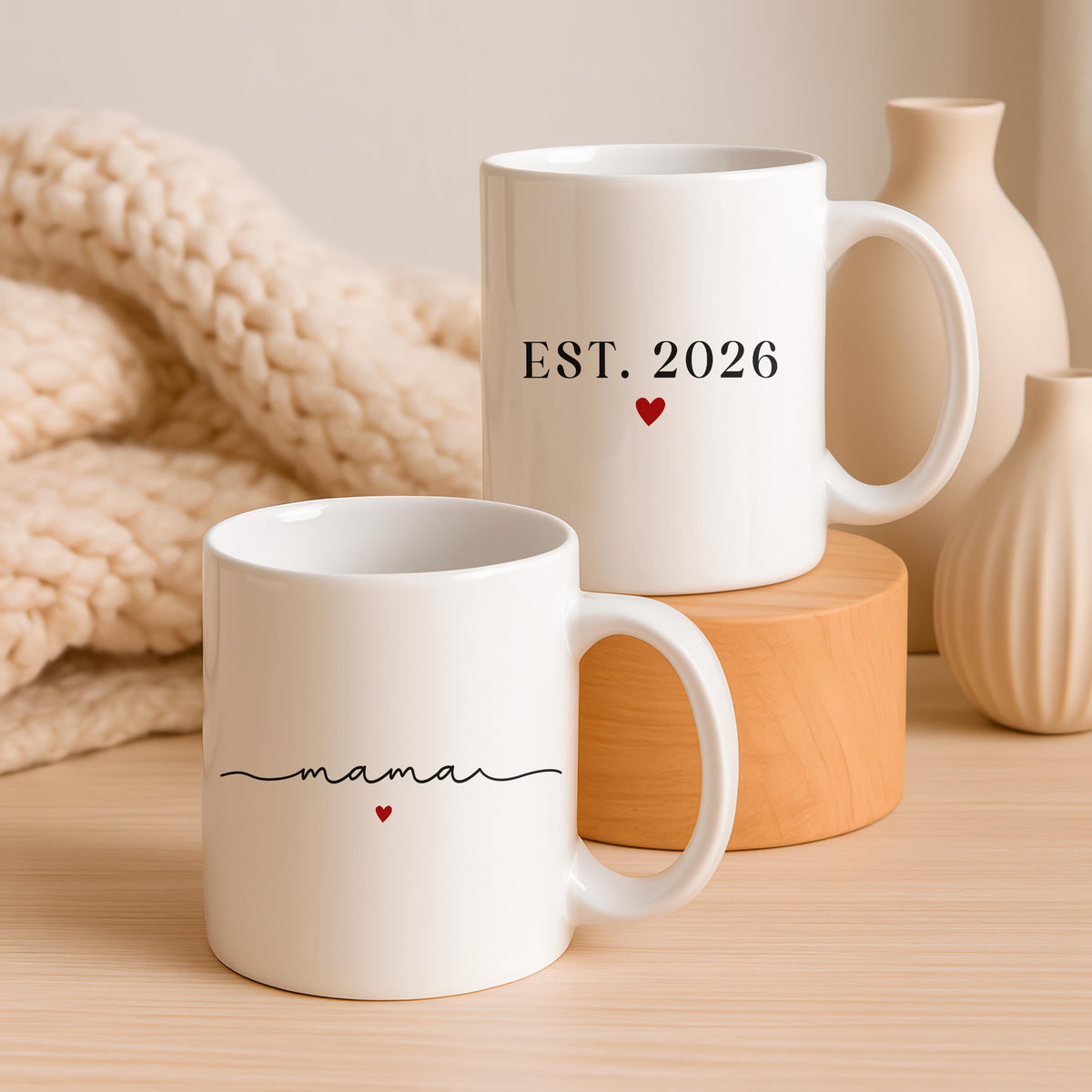 Personalized Mama EST. 2026 Ceramic Mug, Custom New Mom Gift