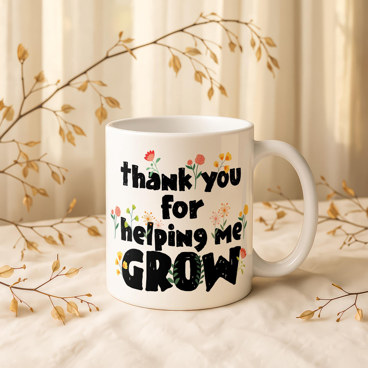Personalized Teacher Coffee Mug, Rainbow Apple Name Ceramic Cup, Appreciation Gift