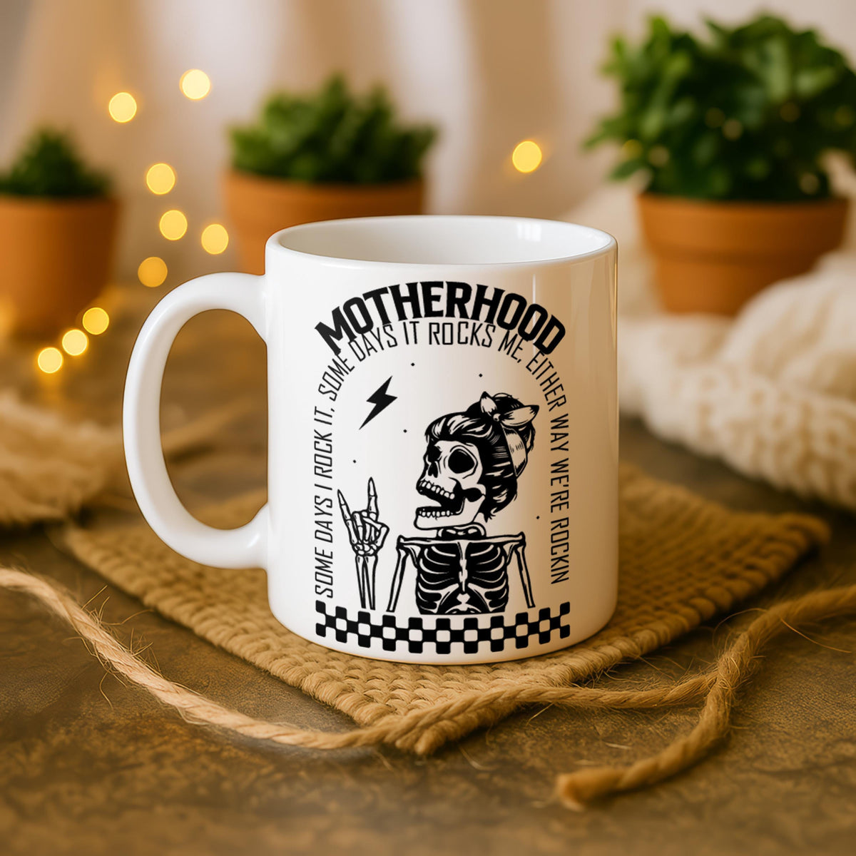 Motherhood Skull Coffee Mug, Funny Mom Gift, Custom Ceramic Cup