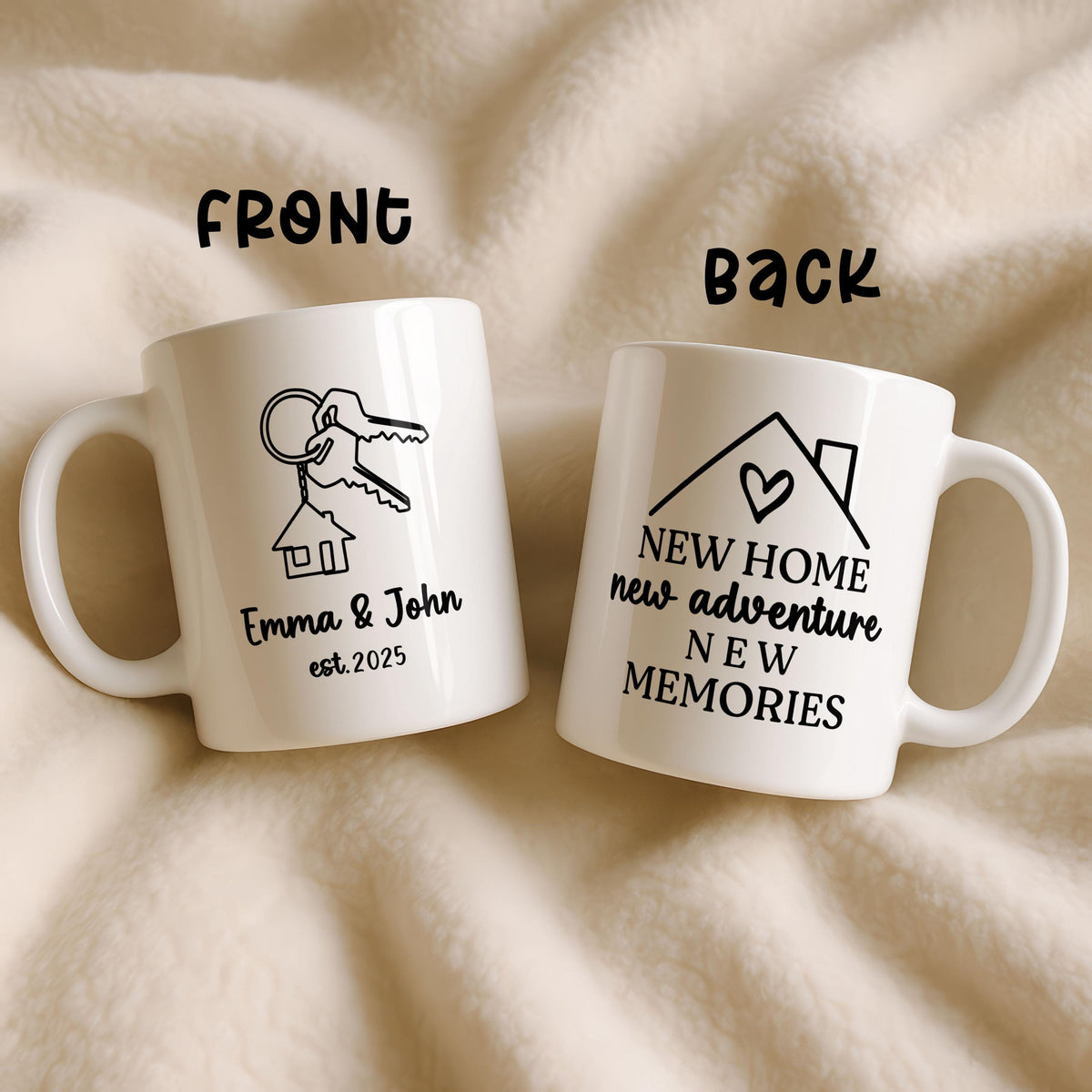 Custom Couple's New Home Coffee Mug, Personalized Housewarming Ceramic Cup