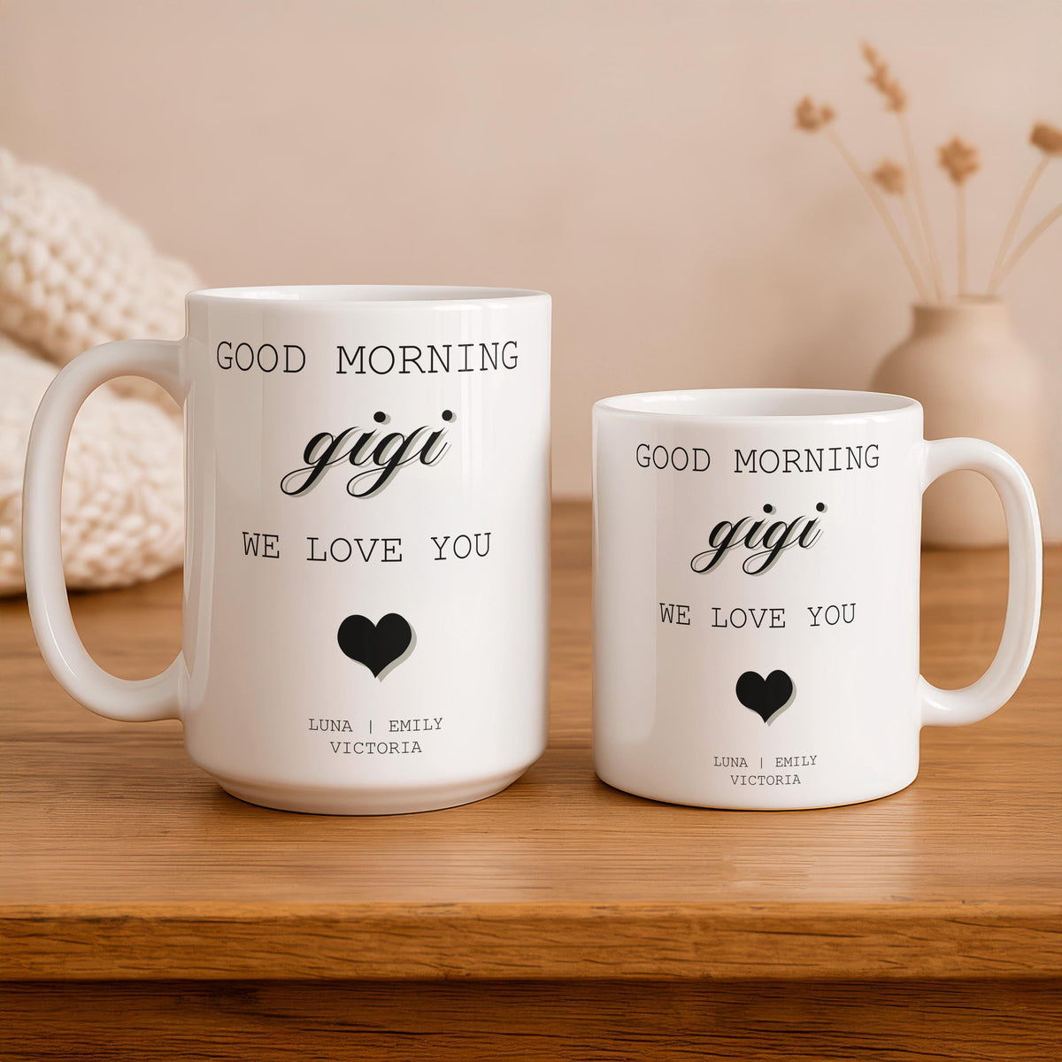 Personalized Gigi Coffee Mug, Custom Grandkids Names Ceramic Cup