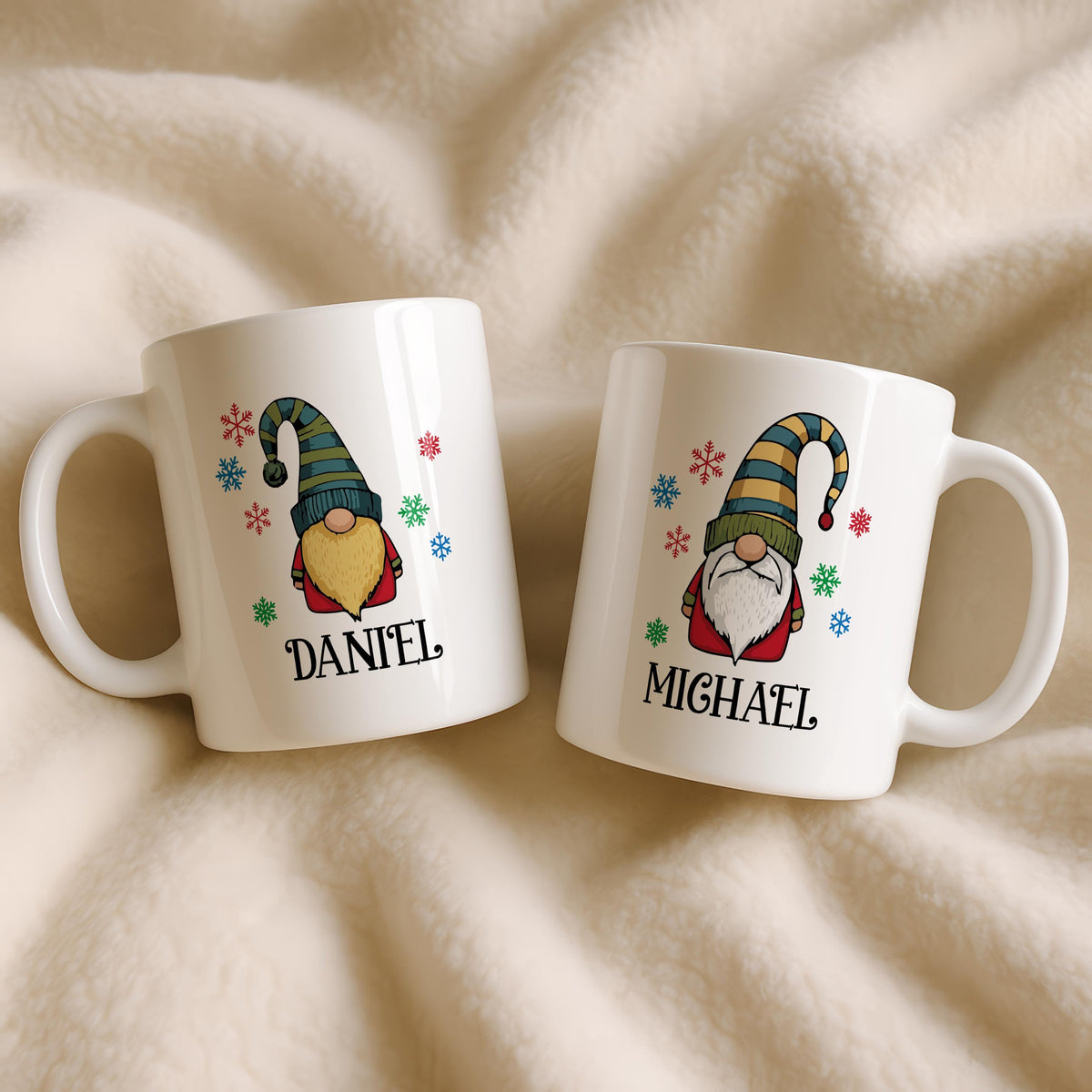 Personalized Gnome Christmas Mug, Custom Ceramic Coffee Cup, Xmas Gift for Friends