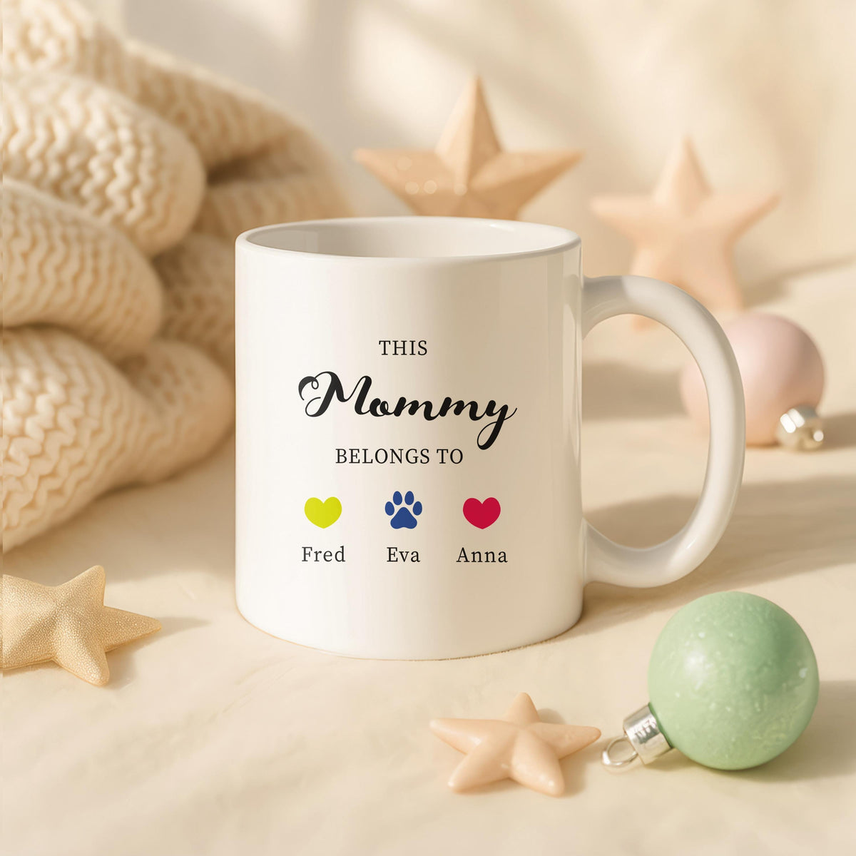 Personalized Mommy Coffee Mug, Custom Kids Names Ceramic Cup, Mother’s Day Gift