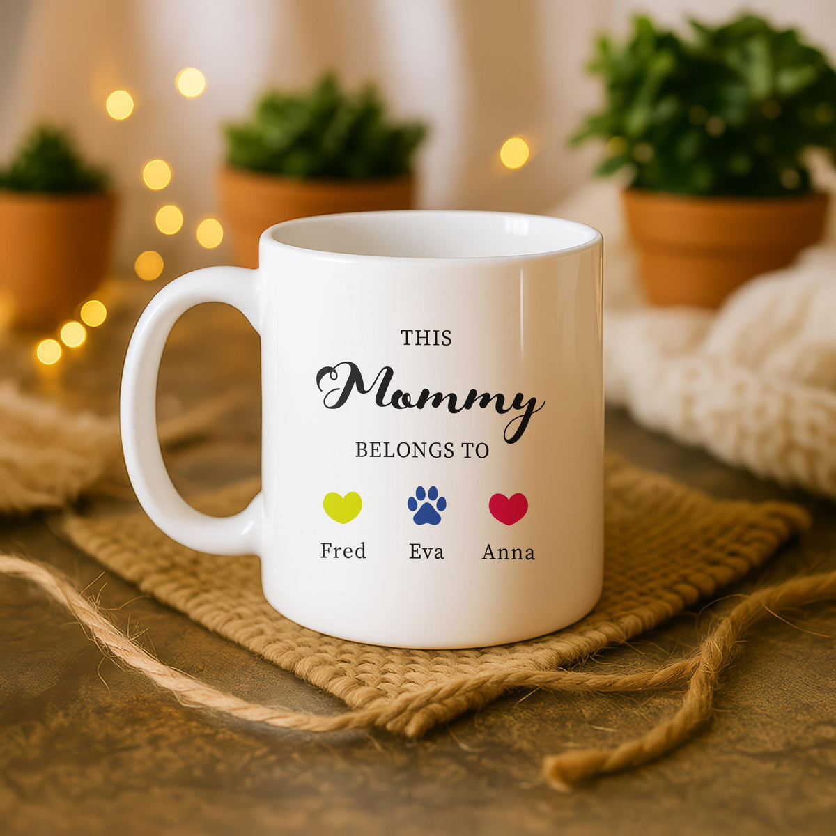 Personalized Mommy Coffee Mug, Custom Kids Names Ceramic Cup, Mother’s Day Gift