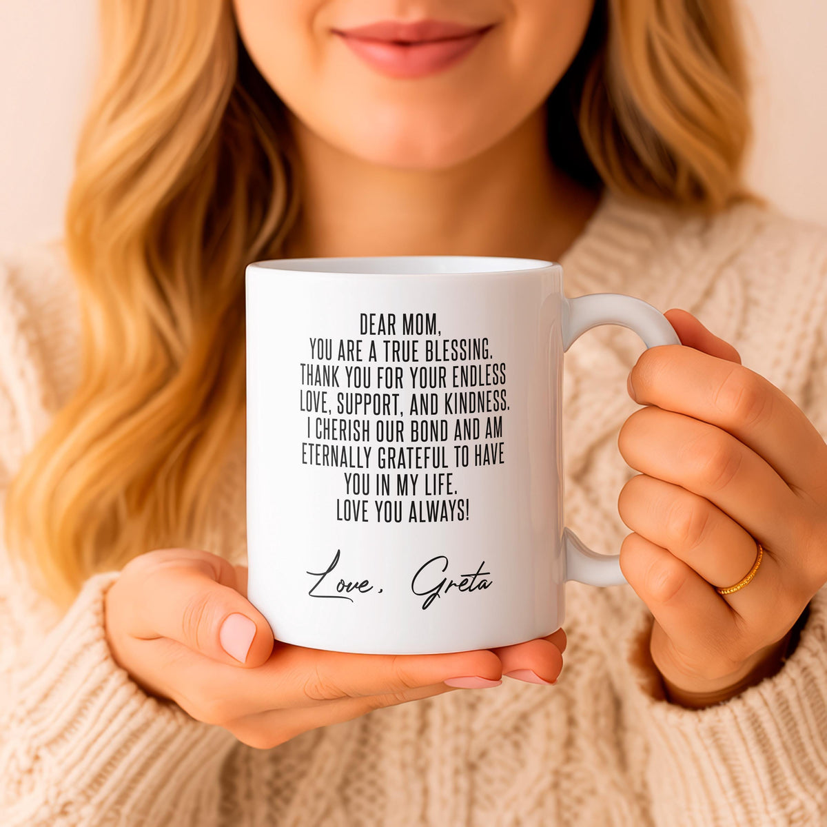 Personalized Floral Mother Ceramic Mug, Custom Name Coffee Cup Gift