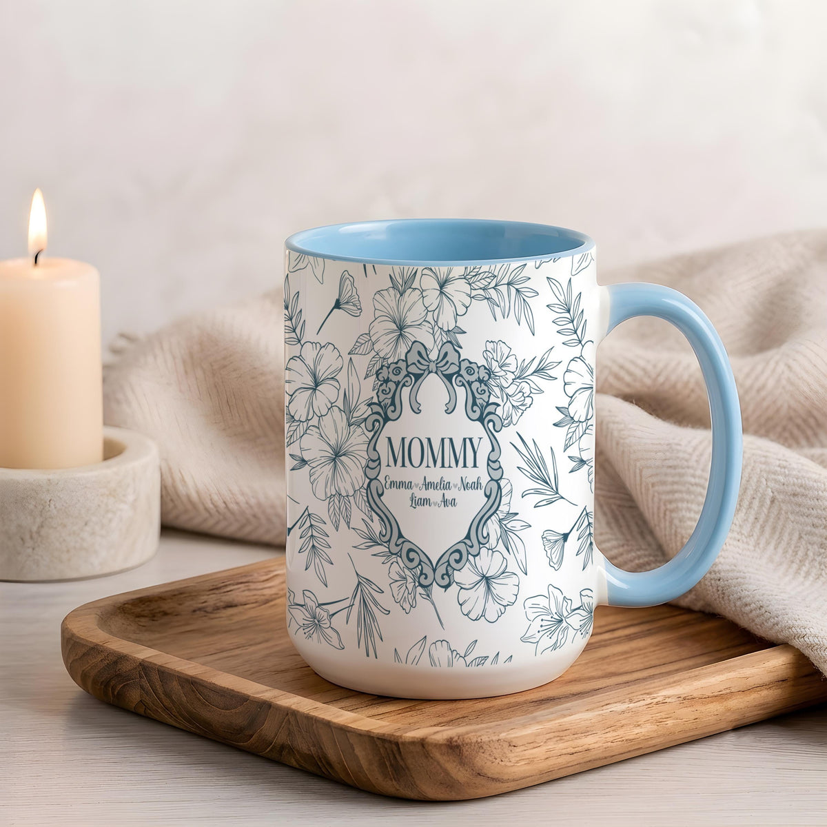 Personalized Floral Mommy Mug, Custom Name Coffee Cup, New Mom Gift